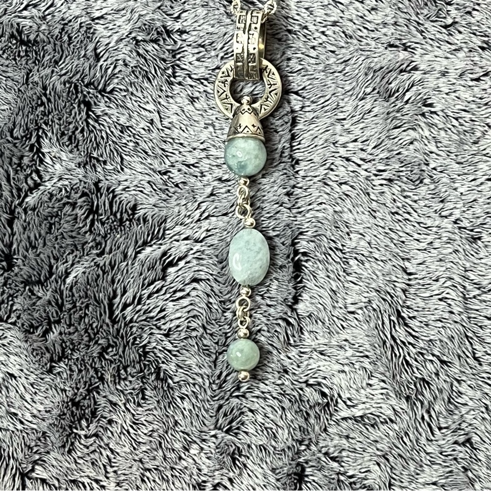 Sterling Silver Aquamarine Finola Hughes Pendant Necklace 18in - Picture 3 of 7